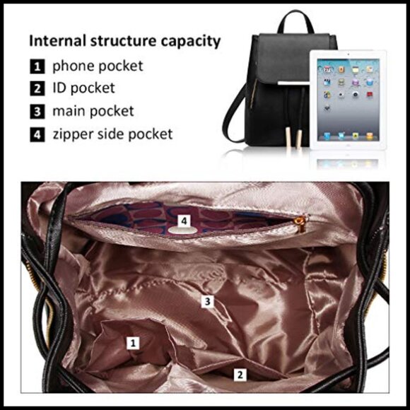 PU Leather Fashion Backpack Daypack Adjustable Straps Chic Travel Rucksack main image 7
